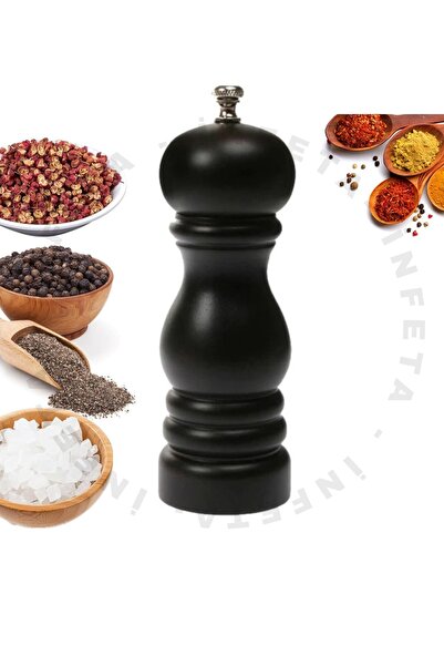İnfeta مطحنة ملح وفلفل خشبية، وعاء ملح