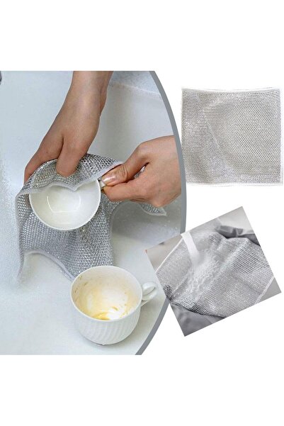 Raakmadezanmir 3 Adet 20x20 Inox Tel Bez Zor Kir Bezi, Inox Telli Bulaşık Bez...