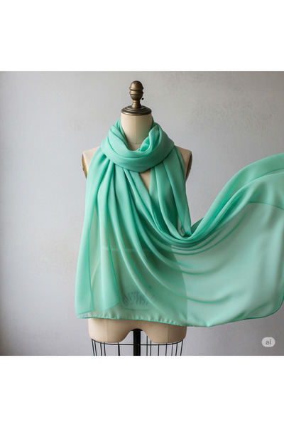 karanfil Tesettür Women's Mint Green Chiffon Shawl
