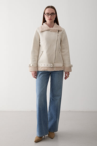 Laluvia Ecru Fur Coat