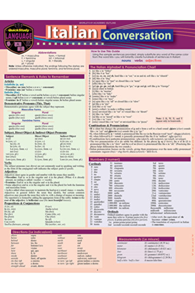Barcharts Inc Italian Conversation: A Quickstudy Laminated Language Reference...