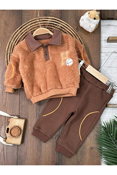Bolly Baby Plush Polo Neck Sweatshirt 3 Thread Inner Ribbed Pants Winter Baby...