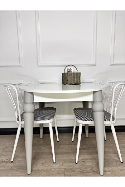 ECCES BB 90 x 90 Yuvarlak Masa Beyaz MDF (Sadece Masa) Masa Mutfak Masası Bal...