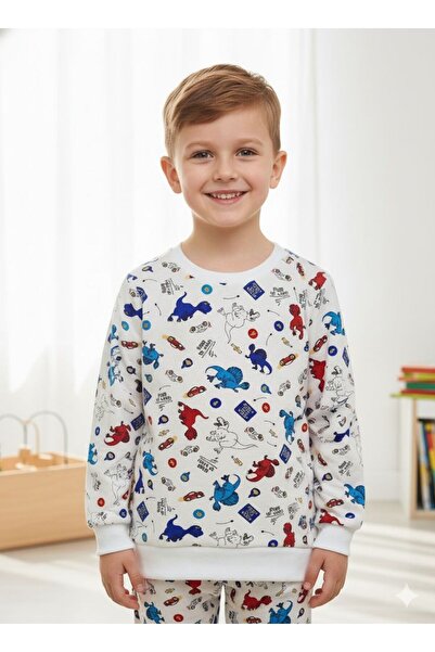 Beka Kids Erkek Çocuk Desenli Uzun Kollu Mevsimlik Pijama Takımı %100 Pamuklu