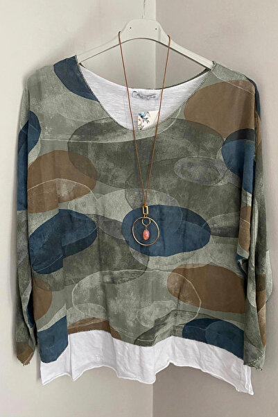 AYASOFYA OTANTIK Bluză din bumbac pieptănat, fără mâneci, cu model bloc de cu...