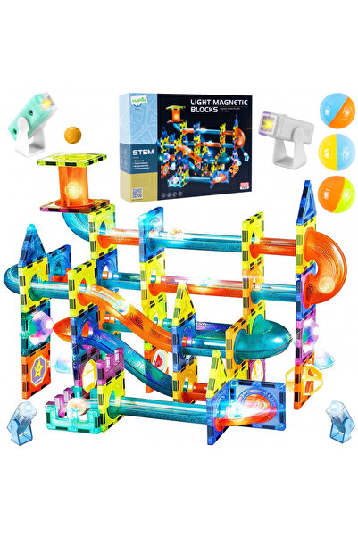 MalPlay 3D magnetic building set for children, LED light ball track, quick and easy connection