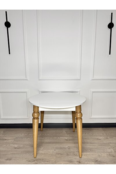 ECCES BB 90 x 90 Yuvarlak Masa Beyaz MDF Masa Mutfak Masası Balkon Masası Çap 90 Masa