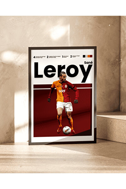 gxe.art Leroy Sane Galatasaray Siyah Çerçeveli Poster Tablosu
