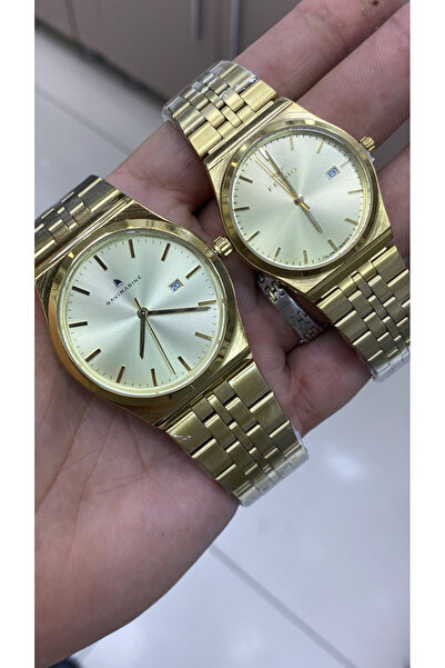 FERRO &Nvm Gold Vintage Bay& Takım Eşli Kol Saat Set