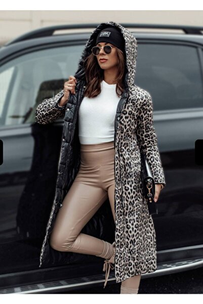 MAXORA SHOP Geaca lungă damă cu 2 fețe, glugă și cordon