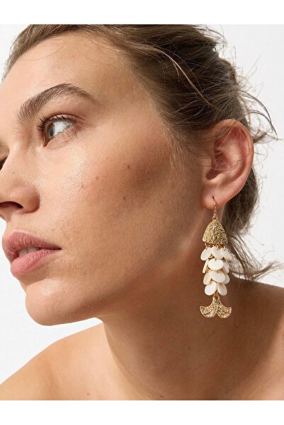 Unzilee Marka Model Beyaz Pullu Balık Küpe