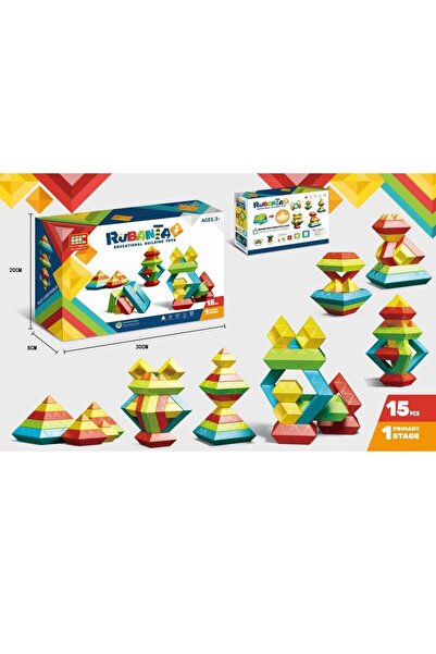 MalPlay Construction set for children with 15 magnetic pieces in unique, multifaceted, multicolor shapes