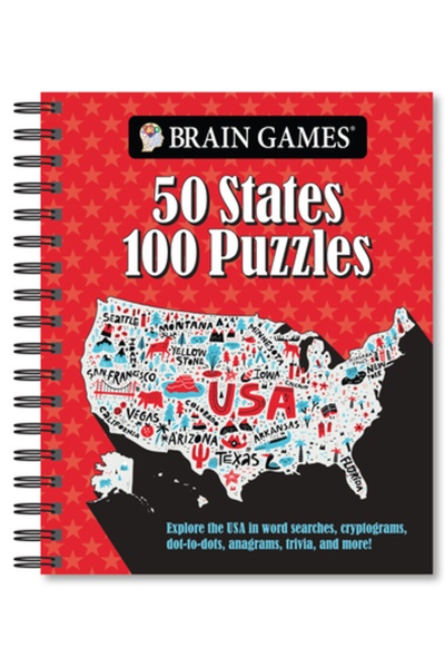Pubn Intl Brain Games - 50 States 100 Puzzles: Explore the USA in Word Searches, Cryptograms, Dot-To-Dots, Ana