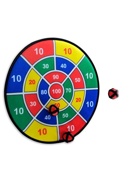 DavidaHome Set joc darts copii, tinta, 3 bile aderente, scai, textil, 4 piese