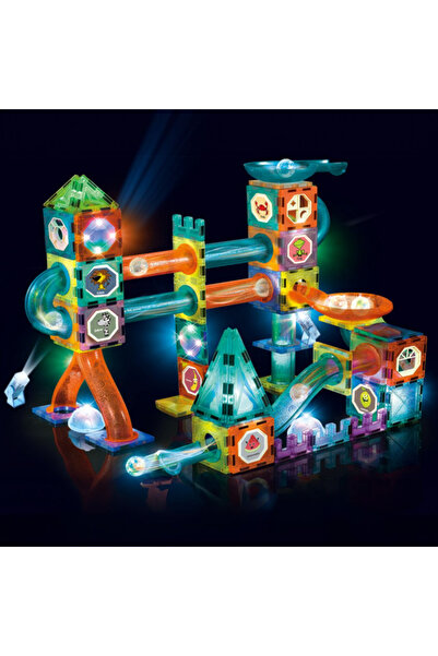 MalPlay 3D magnetic building set for children, LED light ball track, quick and easy connection