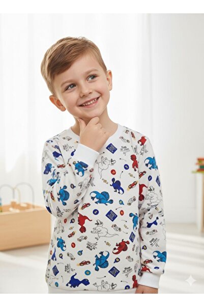 Beka Kids Erkek Çocuk Desenli Uzun Kollu Mevsimlik Pijama Takımı %100 Pamuklu
