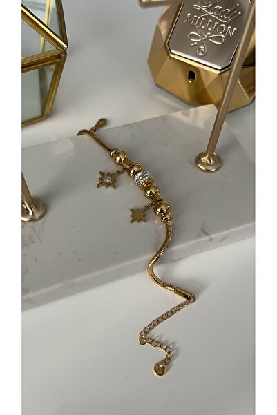 SU PERİSİ TAKI BİJUTERİ سوار على شكل ثعبان مصنوع من الفولاذ الذهبي مع تفاصيل نجمة الشمال