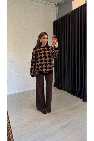 elif teke Houndstooth Knitwear Sweater Black