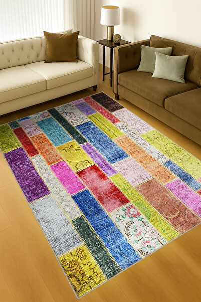 Rugs Modern Halı سجادة MOSSO متعددة الألوان ذات أشكال هندسية وقاعدة منسوجة بن...