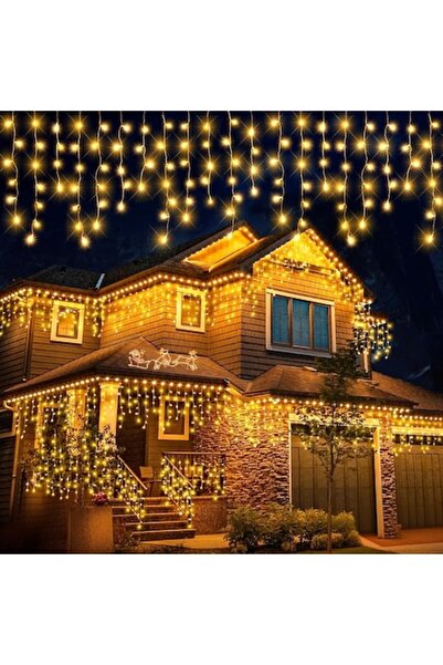 Joyful Box Instalatie Craciun Turturi / Franjuri / Ploaie , 20 metri, 500 LED-uri, Interconectabila, Galben