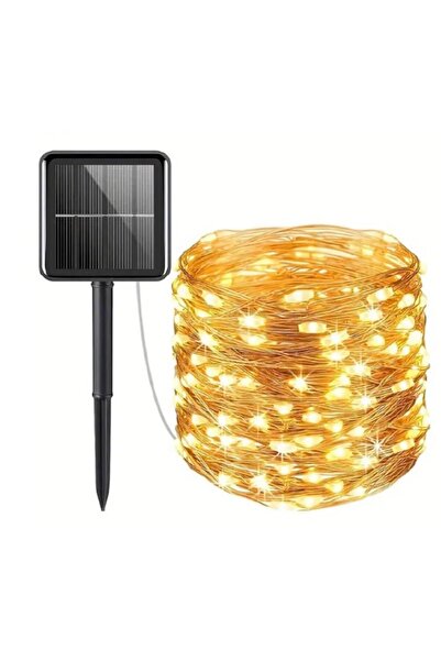 BZRSH Ghirlandă luminoasă solară din cupru 30 m, 300 LED-uri, 8 efecte, Panou solar, Telecomandă, Alb cald, Rezistent la apă, B