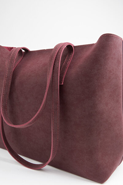 Vivaq Women's Azalea Burgundy Nubuck Large Size Zipper Closure Hand and Shoulder Bag