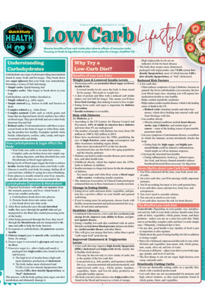 Quickstudy Reference Guides Stil de viață cu conținut scăzut de carbohidrați:...