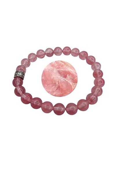 Smyrna Rose Quartz Natural Stone Bracelet, Certified Natural Stone, Adjustabl...