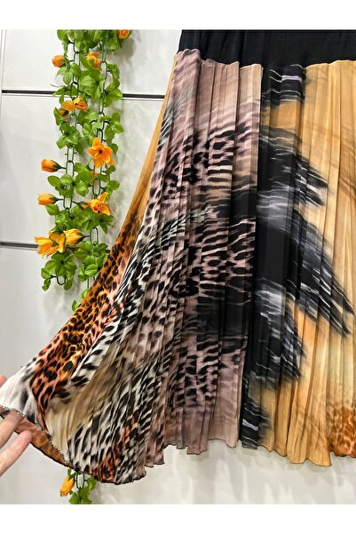 edu collection Fusta MIDI din șifon cu model, cu căptușeală, lungime 85 cm