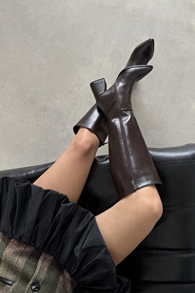 STRASWANS Kamilla Women's Wrinkled Leather Boots Brown