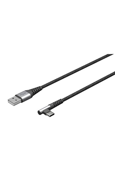 goobay Cablu elegant extra-robust textil USB2.0 type C 90 grade - USB-A 0.5m ...