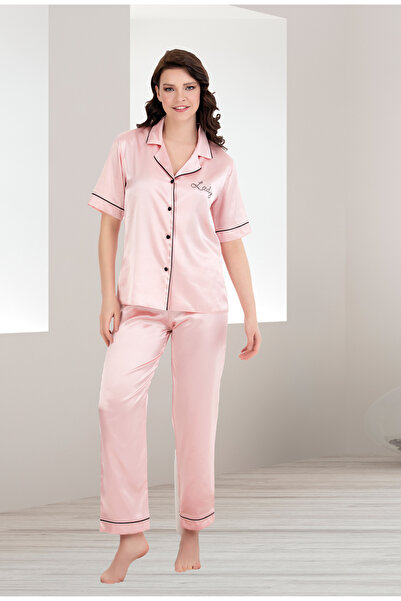 MOPİ Set de pijamale elegante cu mâneci scurte, cu guler tip cămașă și nastur...