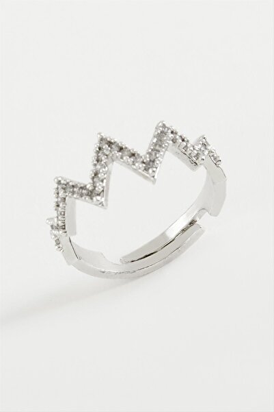 nolva خاتم معدني مرصع بالأحجار المتعرجة