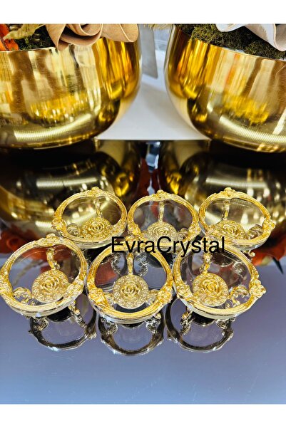 LOKMAN ZÜCCACİYE SHOWROOM 6 Adet Döküm Pirinç Gold Gül Çember Kahve Yanı Loku...