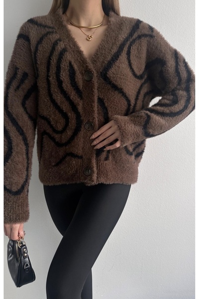 fujya Zebra Pattern Plush Cardigan
