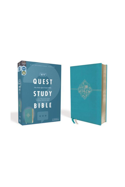 Zondervan Niv, Biblia de studiu Quest, Leathersoft, Albastră, Imprimeu Comfor...