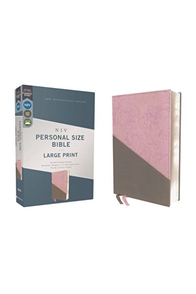 Zondervan Niv, Biblie de dimensiuni personale, Tipărire mare, Textură Leathersoft, Roz/Gri, Ediție cu litere roșii, Tipărire confortabilă