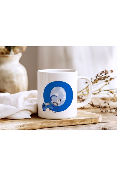 Beramussa كوب بتصميم لعبة وحدة تحكم بلاي ستيشن بحرف O - هدية خاصة لعشاق الألع...