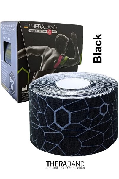 THERABAND شريط علاج فيزيولوجي رياضي مقاوم للماء لتخفيف الالام ودعم العضلات والمفاصل وحركات الجسم (أسود)
