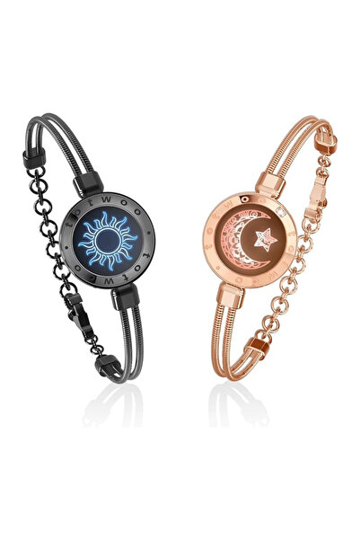 Konzmann Smart Bracelets for Couples, Sun & Moon Design, Bluetooth Connectivity