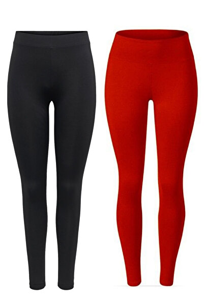 makiteks 2Pcs Women Leggings Red Black Sports and Casual Use Leggings