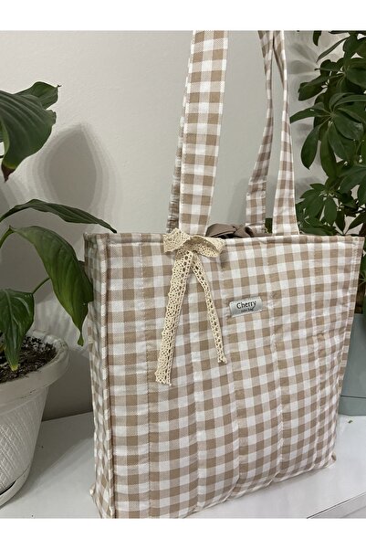 Cherry tote bag Kahverengi fiyonklu kol çantası