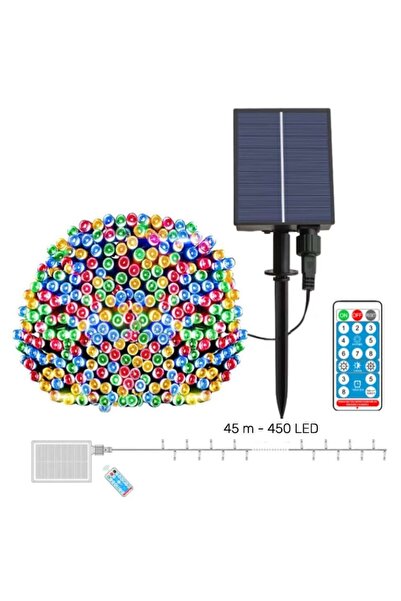 BZRSH Solar Decorative Christmas Lights 45m, 450 LED, Multicolor, Remote, 8 Modes, IP44