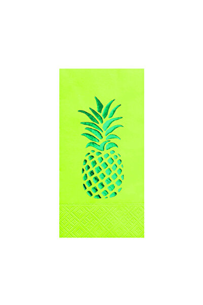 Story مناديل ورقية خضراء اللون مقاس 33 × 33 سم، منقوشة بنمط الأناناس، 16 قطعة