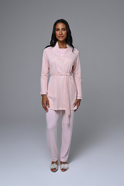 Marilyn Club Γυναικείο Σετ Πιτζάμες 3 τεμαχίων με Ζώνη και Μπλούζα Πρωινού