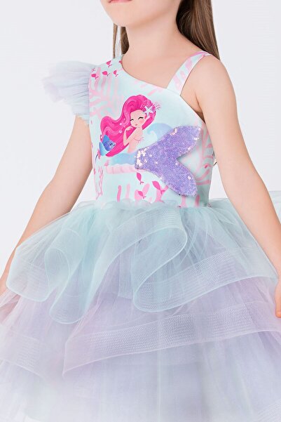 Pamina 35049PR334 / 35049PR Renkli Kız Denizkızı Elbise Kostümü