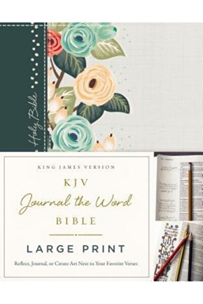 Word Music Distribuion KJV, Jurnalul Bibliei, Tipărire mare, Material floral verde, Ediție cu litere roșii: Reflectă, Jurnal