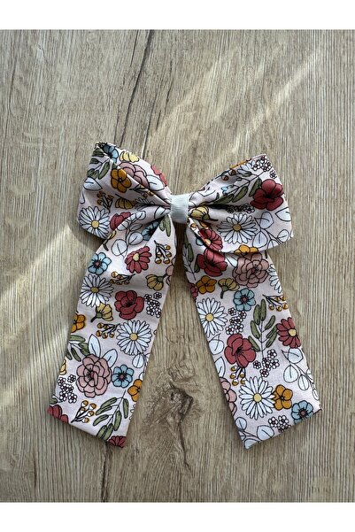 White Alamode Flower Patterned Gift Bag Bagel Buckle and Bow Buckle Set