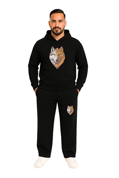 WAFRA Ανδρικό σετ φούτερ με κουκούλα 2 νήματα με ριγέ ριγέ φαρδιά φόρμα