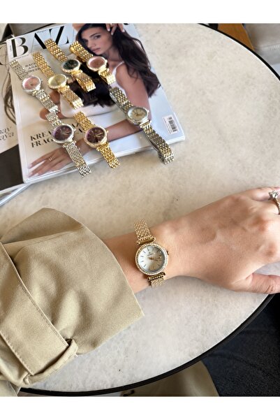 HNF LONDON ساعة ليورا بيضاء ذهبية للنساء